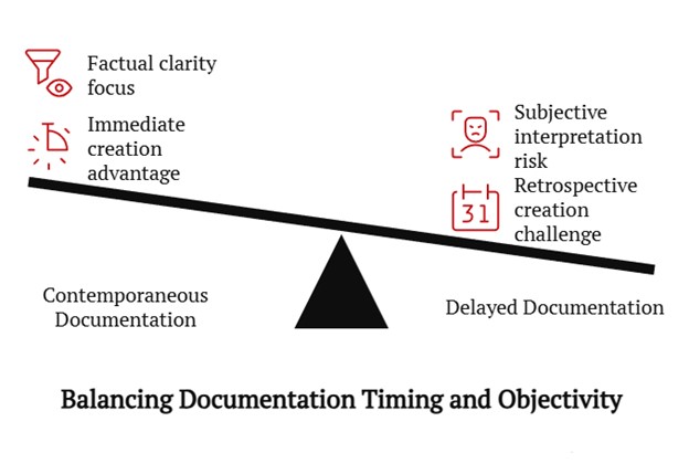 balancing documentation timing and objectivity